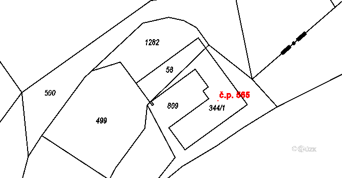 Polná 51217872 na parcele st. 344/3 v KÚ Polná, Katastrální mapa