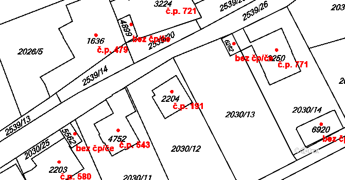 Beroun-Závodí 191, Beroun na parcele st. 2204 v KÚ Beroun, Katastrální mapa