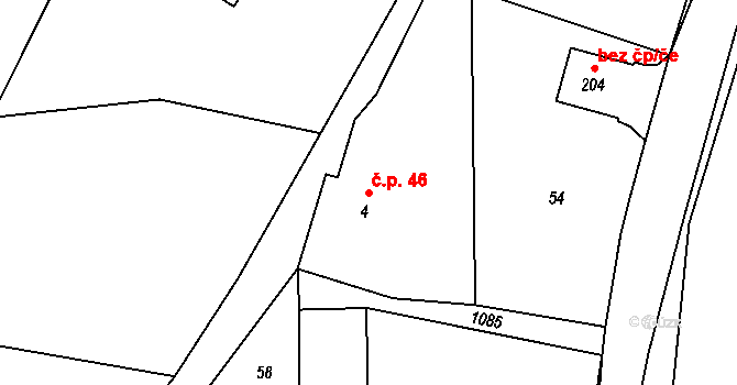 Masákova Lhota 46, Zdíkov na parcele st. 4 v KÚ Masákova Lhota, Katastrální mapa