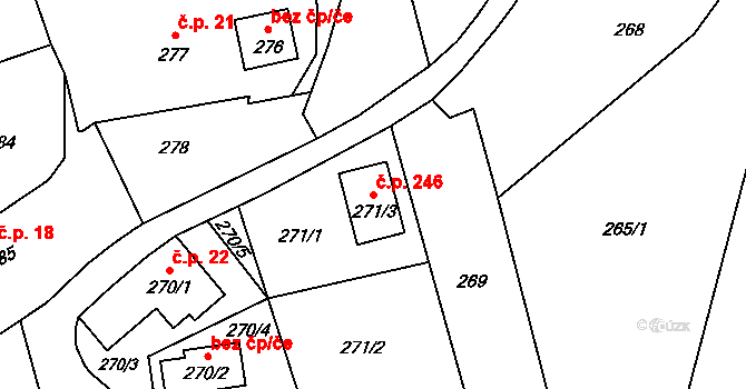 Těškovice 246 na parcele st. 271/3 v KÚ Těškovice, Katastrální mapa
