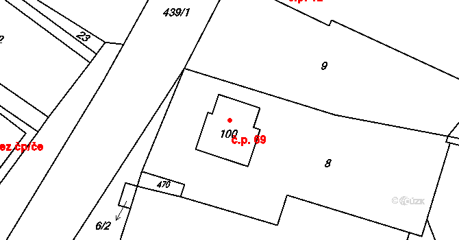 Rochov 69 na parcele st. 100 v KÚ Rochov, Katastrální mapa