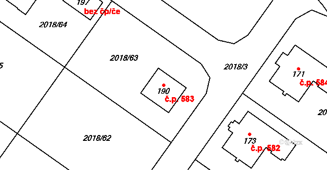 Chlupice 583, Hostěradice na parcele st. 190 v KÚ Chlupice, Katastrální mapa