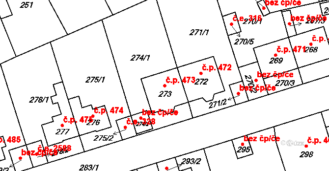 Trmice 473 na parcele st. 273 v KÚ Trmice, Katastrální mapa