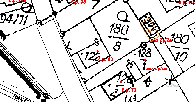 Libice nad Doubravou 60 na parcele st. 122 v KÚ Libice nad Doubravou, Katastrální mapa