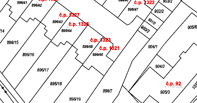 Svatobořice 1321, Svatobořice-Mistřín na parcele st. 896/46 v KÚ Svatobořice, Katastrální mapa