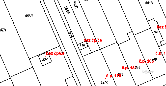 Pravčice 104118873 na parcele st. 410 v KÚ Pravčice, Katastrální mapa