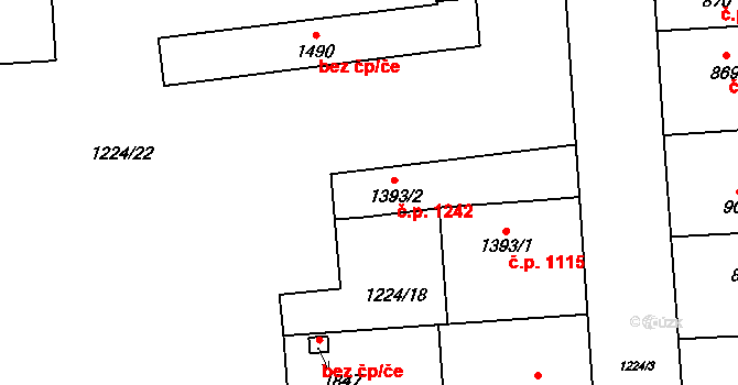 Lipník nad Bečvou I-Město 1242, Lipník nad Bečvou na parcele st. 1393/2 v KÚ Lipník nad Bečvou, Katastrální mapa