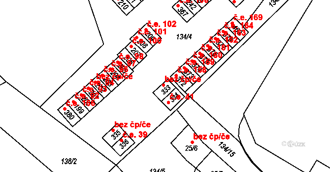Staré Hory 40, Jihlava na parcele st. 333 v KÚ Staré Hory, Katastrální mapa