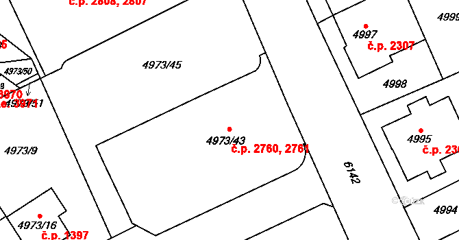 Jihlava 2760,2761 na parcele st. 4973/43 v KÚ Jihlava, Katastrální mapa