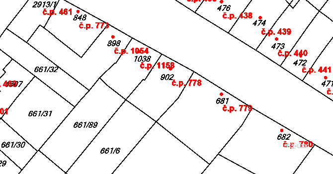 Veselí nad Moravou 778 na parcele st. 902 v KÚ Veselí-Předměstí, Katastrální mapa