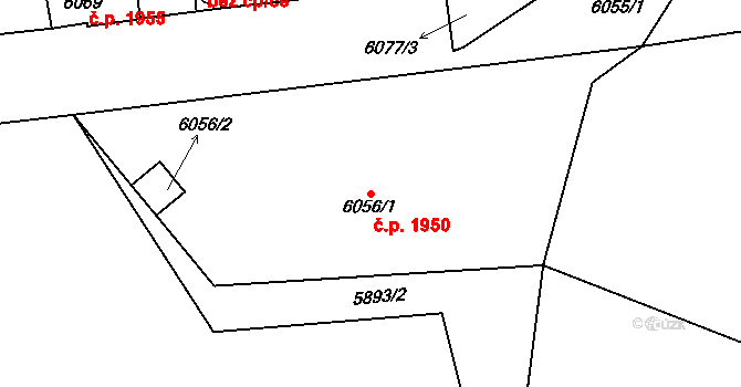 Kladno 1950 na parcele st. 6056/1 v KÚ Kladno, Katastrální mapa