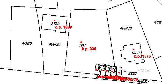 Brandýs nad Labem 935, Brandýs nad Labem-Stará Boleslav na parcele st. 991 v KÚ Brandýs nad Labem, Katastrální mapa
