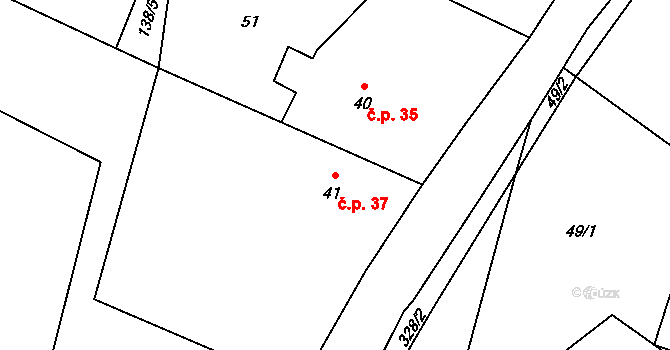 Lšelín 37, Kostelec na parcele st. 41 v KÚ Lšelín, Katastrální mapa