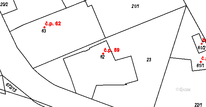 Lubno 59, Nechanice na parcele st. 62 v KÚ Lubno u Nechanic, Katastrální mapa