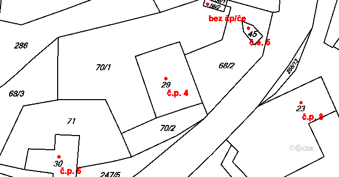Jeřmaň 4, Bouzov na parcele st. 29 v KÚ Jeřmaň, Katastrální mapa
