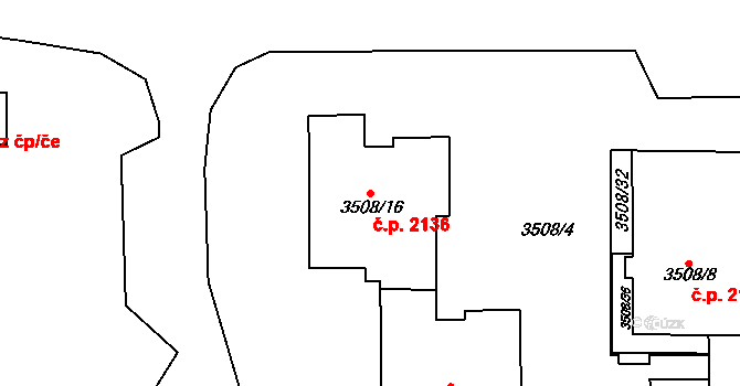 Šternberk 2136 na parcele st. 3508/16 v KÚ Šternberk, Katastrální mapa