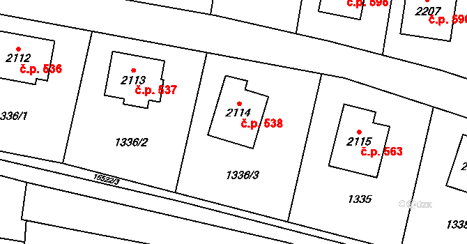 Hovězí 538 na parcele st. 2114 v KÚ Hovězí, Katastrální mapa