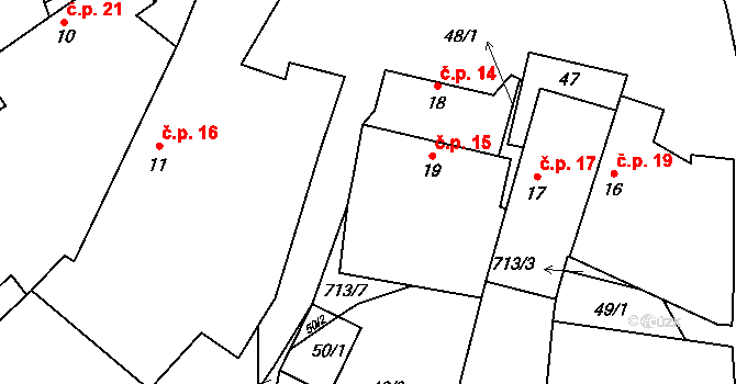 Lipice 15, Pelhřimov na parcele st. 19 v KÚ Lipice, Katastrální mapa