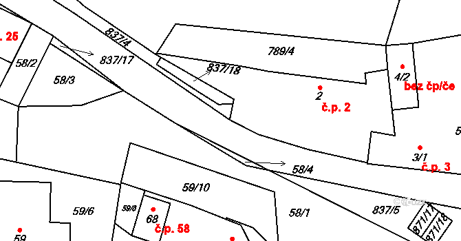 Svépravice 2 na parcele st. 2 v KÚ Svépravice, Katastrální mapa