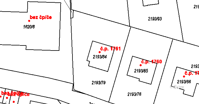 Pelhřimov 1761 na parcele st. 2193/84 v KÚ Pelhřimov, Katastrální mapa