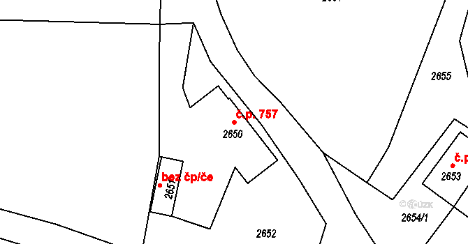 Vendryně 757 na parcele st. 2650 v KÚ Vendryně, Katastrální mapa