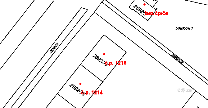 Braník 1215, Praha na parcele st. 2692/77 v KÚ Braník, Katastrální mapa