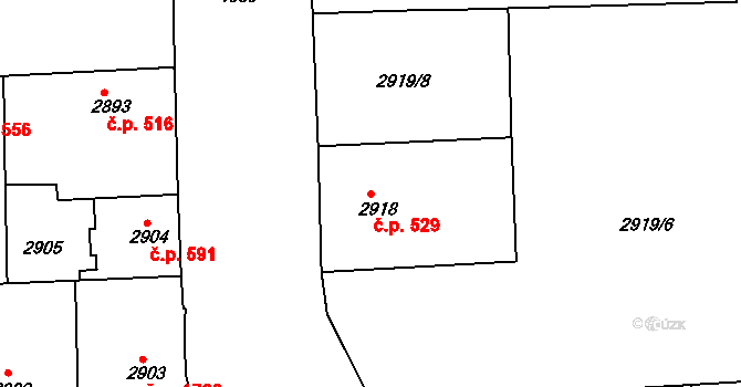 Smíchov 529, Praha na parcele st. 2918 v KÚ Smíchov, Katastrální mapa