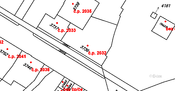 Prostějov 2032 na parcele st. 3736 v KÚ Prostějov, Katastrální mapa