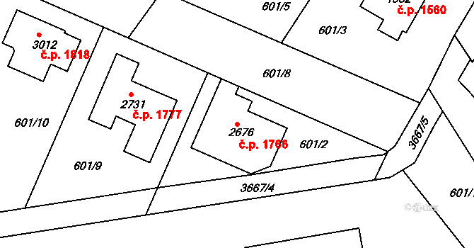 Lysá nad Labem 1766 na parcele st. 2676 v KÚ Lysá nad Labem, Katastrální mapa
