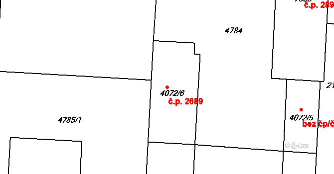 Zelené Předměstí 2689, Pardubice na parcele st. 4072/6 v KÚ Pardubice, Katastrální mapa