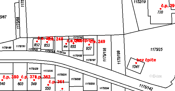 Vranov nad Dyjí 249 na parcele st. 857 v KÚ Vranov nad Dyjí, Katastrální mapa