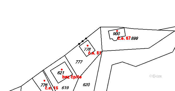 Přerov XII-Žeravice 51, Přerov na parcele st. 778 v KÚ Žeravice, Katastrální mapa