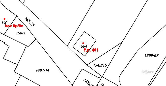 Opatovice nad Labem 461 na parcele st. 594 v KÚ Opatovice nad Labem, Katastrální mapa