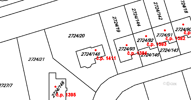 Kylešovice 1411, Opava na parcele st. 2724/148 v KÚ Kylešovice, Katastrální mapa