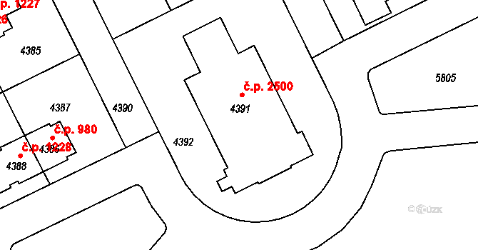Záběhlice 2500, Praha na parcele st. 4391 v KÚ Záběhlice, Katastrální mapa