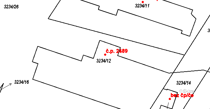 Roudnice nad Labem 2489 na parcele st. 3234/12 v KÚ Roudnice nad Labem, Katastrální mapa