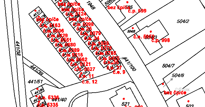 Klíše 35, Ústí nad Labem na parcele st. 441/67 v KÚ Klíše, Katastrální mapa