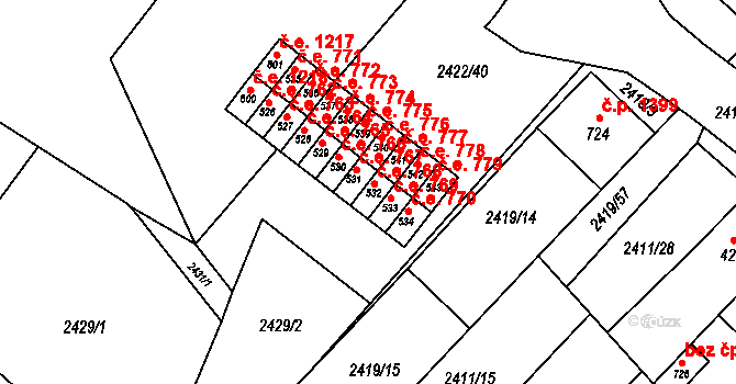 Ivančice 39823873 na parcele st. 532 v KÚ Kounické Předměstí, Katastrální mapa
