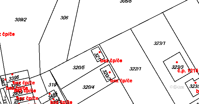 Třinec 40221873 na parcele st. 321 v KÚ Lyžbice, Katastrální mapa