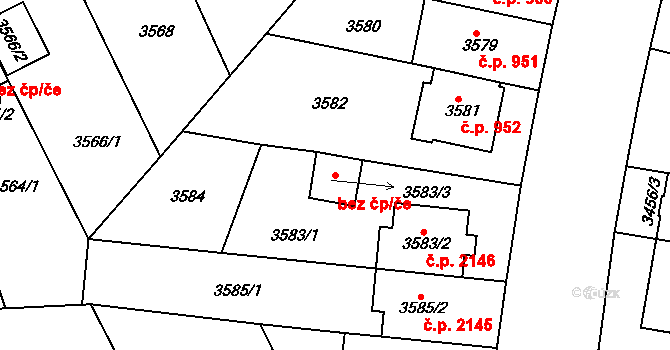 Praha 40435873 na parcele st. 3583/3 v KÚ Dejvice, Katastrální mapa
