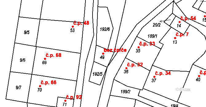 Protivín 41691873 na parcele st. 49 v KÚ Myšenec, Katastrální mapa