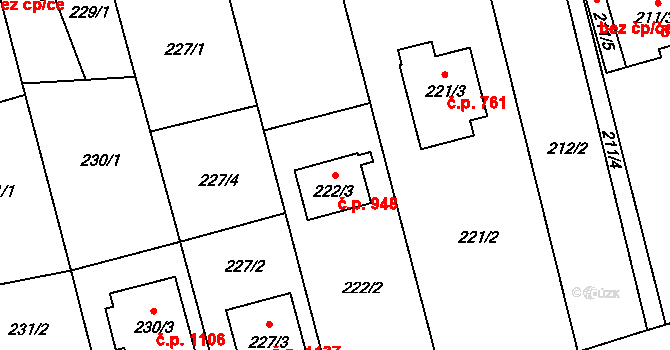Kylešovice 948, Opava na parcele st. 222/3 v KÚ Kylešovice, Katastrální mapa