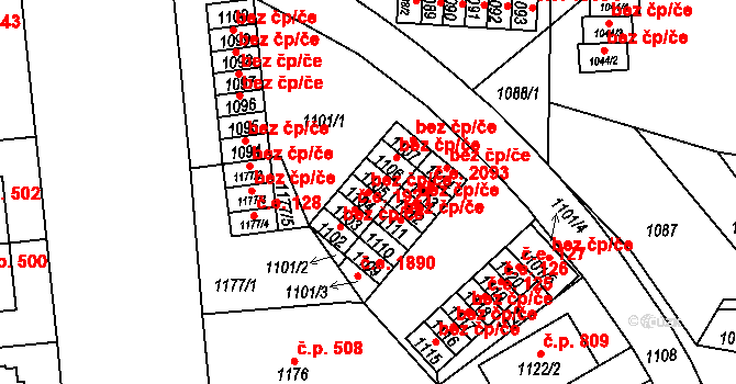 Brno 45579873 na parcele st. 1104 v KÚ Lesná, Katastrální mapa