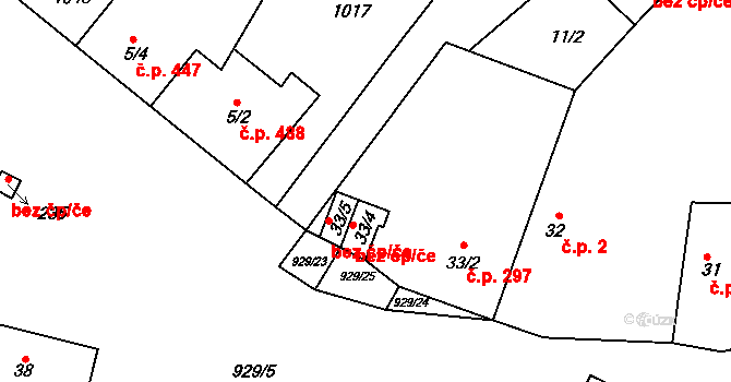 Hýskov 46974873 na parcele st. 33/4 v KÚ Hýskov, Katastrální mapa