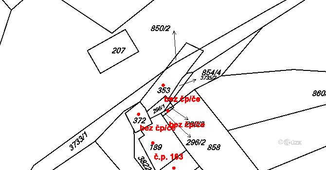 Horní Bojanovice 47199873 na parcele st. 353 v KÚ Horní Bojanovice, Katastrální mapa