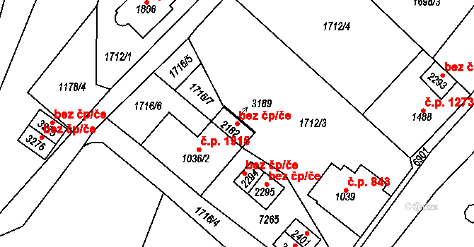 Kraslice 48125873 na parcele st. 2182 v KÚ Kraslice, Katastrální mapa