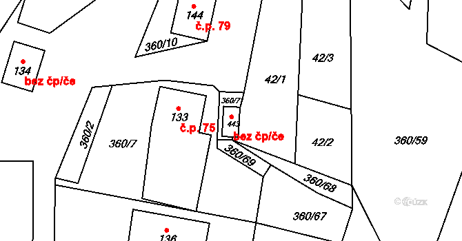 Prosetín 51104873 na parcele st. 443 v KÚ Prosetín u Hlinska, Katastrální mapa