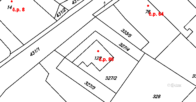 Dolní Bezděkov 86 na parcele st. 122 v KÚ Dolní Bezděkov, Katastrální mapa