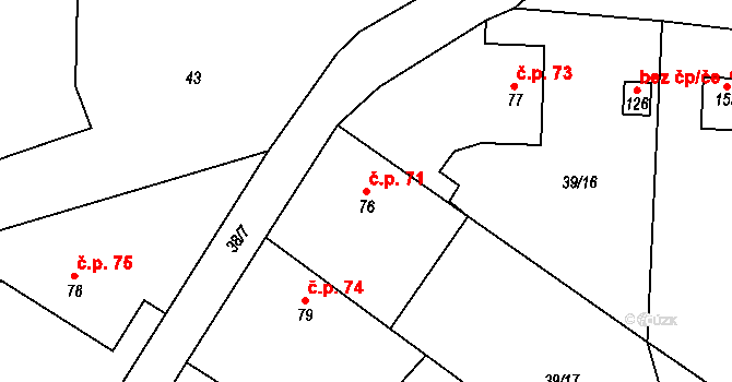 Chacholice 71, Chrast na parcele st. 76 v KÚ Chacholice, Katastrální mapa