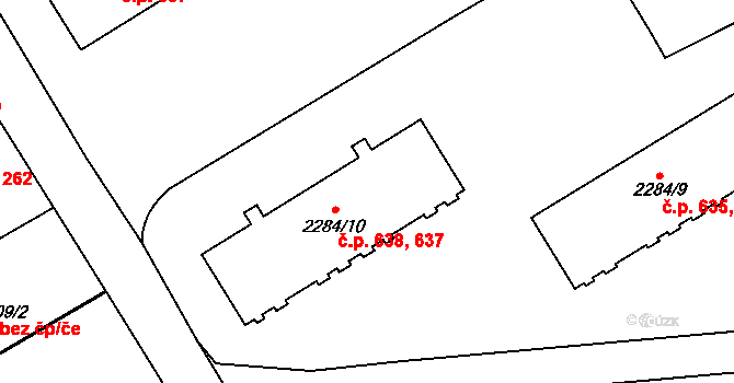 Jeseník 637,638 na parcele st. 2284/10 v KÚ Jeseník, Katastrální mapa